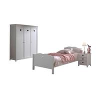 Vipack amori lit simple 90x200cm + sommier + chevet + armoire 3 portes
