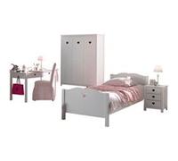 Vipack AMORI Lit simple 90x200cm + Sommier + chevet + Armoire 3 portes + Bureau Violet G