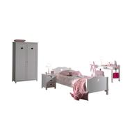 Vipack Ensemble de meubles pour enfant Amori Lit 90x200 + Chevet + Bureau + Armoire 2 portes Blanc