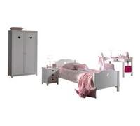 Vipack AMORI Lit simple 90x200cm + Table de chevet + Bureau + Armoire 2 portes Marron G