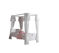 Vipack Lit baldaquin enfant AMORI 90 x 200 cm Pin massif et MDF Laqué blanc