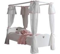 Vipack Amori Lit Simple Baldaquin 90x200cm Laqu Blanc + Rideau De Lit