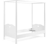 Vipack Amori Lit Simple Baldaquin 90x200cm Laqu Blanc + Sommier