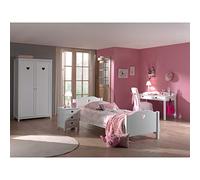 Vipack AMORI Lit simple + Sommier + Armoire 2 portes + Chevet + Bureau