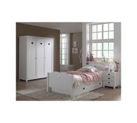 Vipack Chambre complète Amori IV 5 pièces - Lit simple, sommier, chevet, armoire 3 portes - Blanc