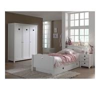 Vipack Amori Lit Simple + Sommier + Chevet + Armoire 3 Portes + Lit Gigogne