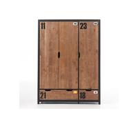 Armoire - Swithome - Alex - 3 portes - Pin massif - Style industriel - 148 cm