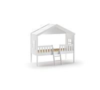 Vipack Lit cabane en bois Housebeds HBZG9014 pour enfants avec échelle Blanc
