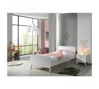 Vipack Billy Lit Blanc Satin 90x200cm + Chevet Blanc Satin