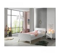Vipack Lit enfant Billy 90 x 200 cm + chevet en bois blanc satin BICO0214