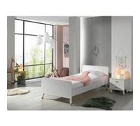 Vipack Billy Lit Blanc Satin 90x200cm + Chevet Blanc Satin