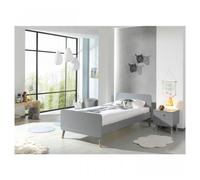 Chambre lit enfant 90x200 cm et chevet bois gris satiné Funy