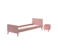 Vipack Billy Lit Terra Rose 90x200cm + Chevet Terra Rose