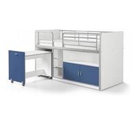 Vipack Lit Mezzanine + Bureau + Rangement 90x 200 Bonny Bleu