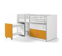 Vipack Lit Mezzanine + Bureau + Rangement 90x 200 Bonny Orange