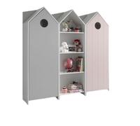 Vipack casami armoire 1 porte gris + armoire ouverte + armoire 1 porte rose
