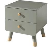 Vipack Table de chevet à 2 tiroirs Billy Bois Vert olive