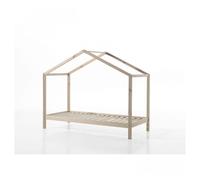 Vipack Lit cabane Dallas 90x200 cm Naturel avec tente textile Papillon