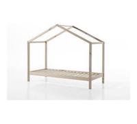 Lit cabane avec voile 90x200 cm pin massif clair Kobi Bois clair