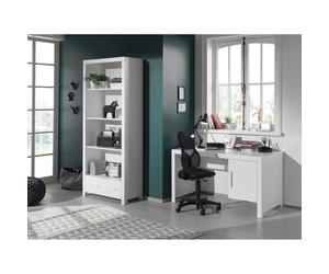 Vipack Erik Bureau Bois Laqu Blanc Avec 1 Caisson 1 Porte + Bibliothque