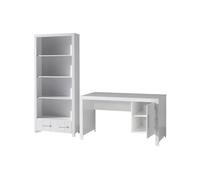 Vipack Erik Bureau Bois Laqu Blanc Avec 1 Caisson 1 Porte + Bibliothque