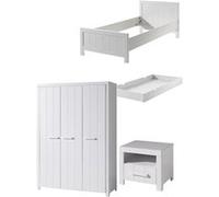 Vipack Erik Lit Simple 90x200 Cm + Chevet+ Armoire 3 Portes + Lit Gigogne