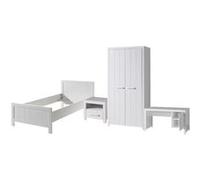 Vipack ERIK Lit simple 90x200 cm + Chevet + Bureau + Armoire 2 portes Rouge G