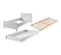 Vipack ERIK Lit simple 90x200 cm + Sommier à lattes + Lit gigogne Noir G