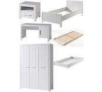 Vipack Erik Lit Simple + Chevet + Bureau + Lit Gigogne + Sommier + Armoire 3 Portes