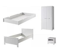 Vipack Erik Lit Simple + Chevet En Bois Laqu + Armoire 2 Portes + Lit Gigogne