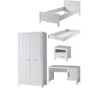 Vipack Erik Lit Simple + Lit Gigogne + Chevet + Bureau + Armoire 2 Portes Multicolore
