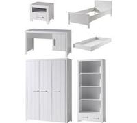 Vipack Erik Lit Simple + Lit Gigogne + Chevet + Bureau + Armoire 3 Portes + Bibliothque