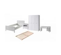 Vipack Lit simple Erik – Sommier, Chevet, Armoire 3 portes, Bureau