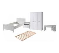 Vipack ERIK Lit simple + Sommier + chevet + Armoire 3 portes + bureau Rouge G