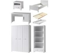 Vipack Erik Lit Simple + Sommier + Chevet + Bureau + Armoire + Bibliothque + Lit Gigogne