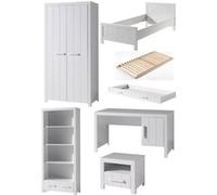 Vipack Erik Lit Simple + Sommier + Lit Gigogne + Armoire + Chevet + Bureau + Bibliothque