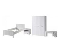 Vipack ERIK Lit simple +Table de Chevet +Armoire 3 portes + Bureau Rouge G