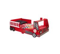 Vipack Lit junior Funbeds Pompier 70x140 cm MDF Sécurisé avec barrières Rouge
