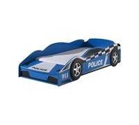 Vipack Lit junior voiture de police – 70x140 cm, MDF, sommier inclus – Bleu
