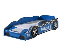 Vipack Lit junior voiture de police – 70x140 cm, MDF, sommier inclus – Bleu