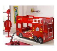 Lit Superposé - SOMEO - Pompier Truck - 90x200 cm - Rouge - 2 places
