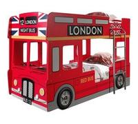 Vipack Lit superposé London Bus laqué avec LED, rouge