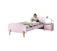 Vipack KICO0413 KIDDY Combinaison 3 pièces, Chevet et sécurité du lit Vieux Rose, MDF et pin Massif, 206,6x96x72 cm