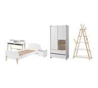 Vipack KIDDY Lit + Armoire + chevet + bureau + bibliothèque design Marron G