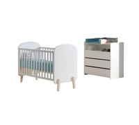 Vipack Kiddy Lit Bb 60x120cm Blanc + Commode + Plan Langer