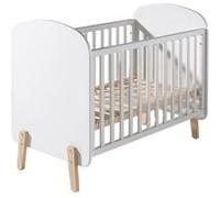 Vipack KIDDY Lit bébé + Commode + Plan à langer + Armoire 2 portes + bibliothèque design Blanc G