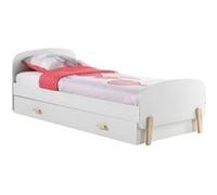 Vipack Kiddy Lit Simple En Bois Laqu Et Brut Et Sommier 90x200cm Blanc + Lit Gigogne