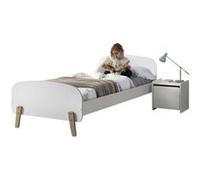 Vipack Kiddy Lit Simple En Bois Laqu Et Brut Et Sommier + Chevet Enfant Bois Laqu 1 Porte Blanc
