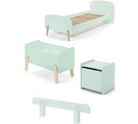 Vipack KIDDY Menthe Lit simple + Chevet + Barrière de lit + coffre à jouets Beige G
