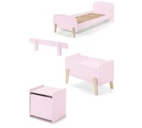 Vipack Chambre enfant complète KIDDY – style scandinave pin massif & MDF laqué 90x200 cm vieux rose